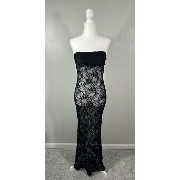 The Unbranded Brand Dresses & Skirts - Lace Maxi Dress Womens XS/S Sheer‎ Fairy Whimsigoth Rave Festival Strapless Read